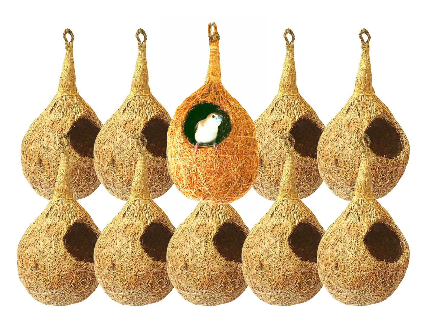ZENRISE Coconut Fiber Hanging Bird nest House for Cage, Balcony - Business packs