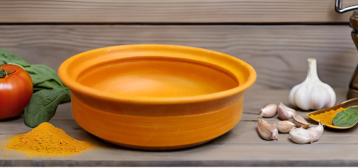 ZENRISE Clay Cooking Curry Pot Sauce pan for Traditional Healthy Cooking Terracotta, Brown - 1.2 litres, Polished