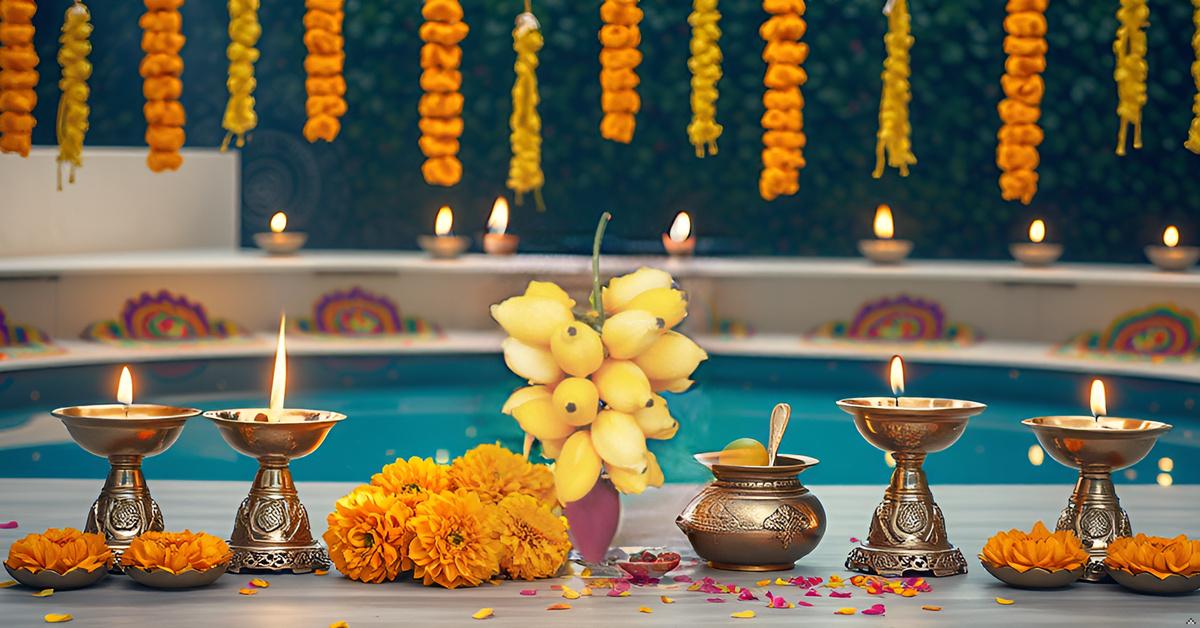 ZENRISE आर्टिफिशियल केले हैंगिंग हस्तशिल्प त्यौहार सजावट वरलक्ष्मी विराथम (पीला, 2 पीस)