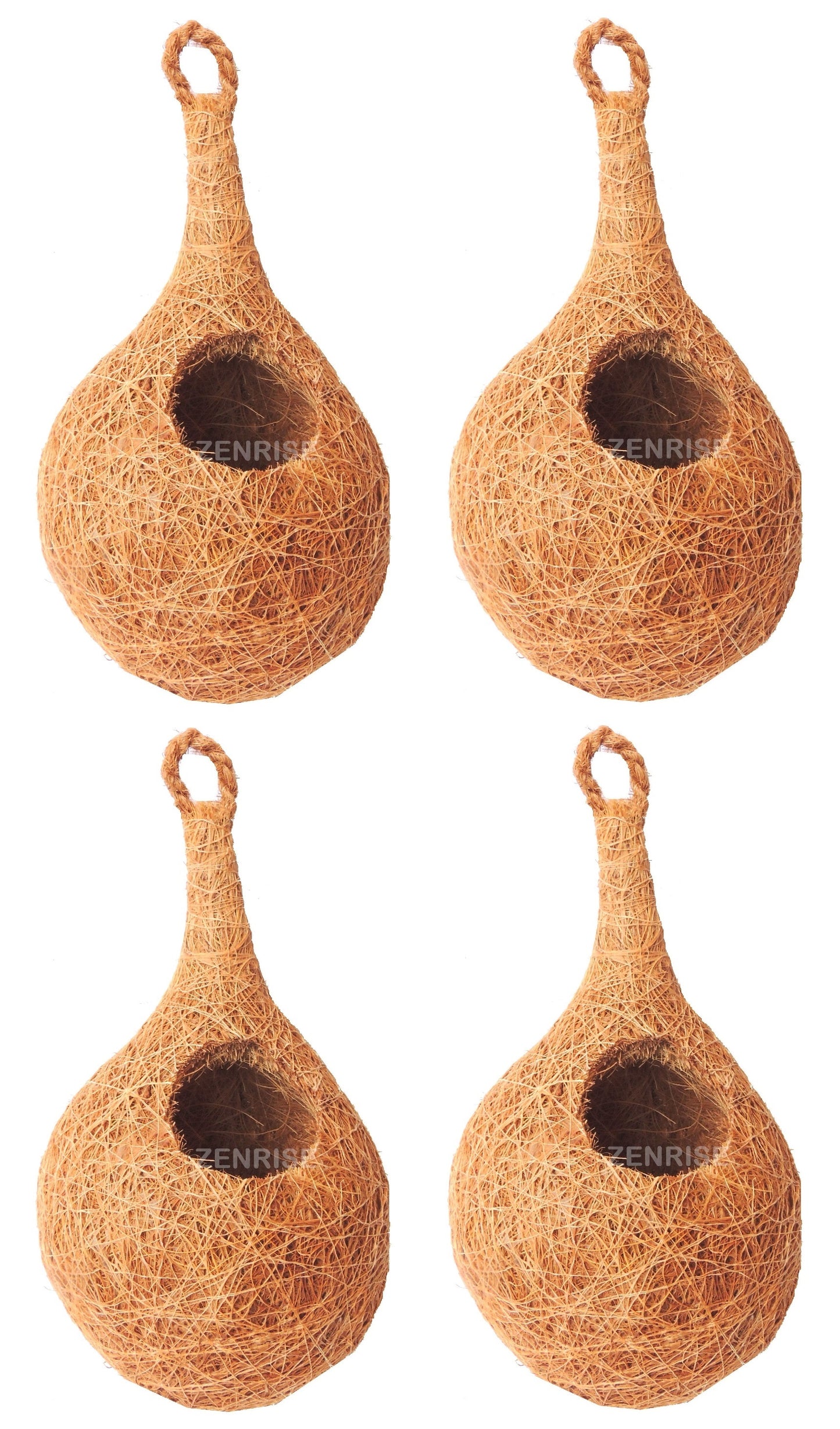 ZENRISE® Bird nest for Birds for Pet and Balcony Birds Sparrows Finches breeding (Beige, 100% Coir), Pack of 4