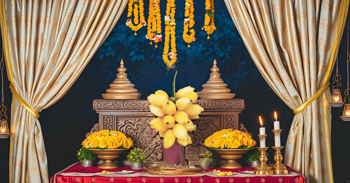 ZENRISE आर्टिफिशियल केले हैंगिंग हस्तशिल्प त्यौहार सजावट वरलक्ष्मी विराथम (पीला, 2 पीस)