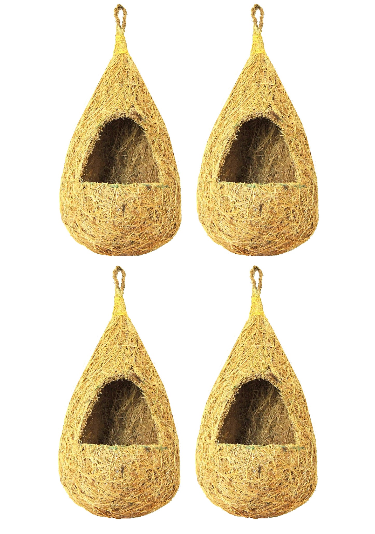 ZENRISE Coconut Fiber Bird Nest Swing with Arch Entrance for cage Birds (Beige, Pack of 4)