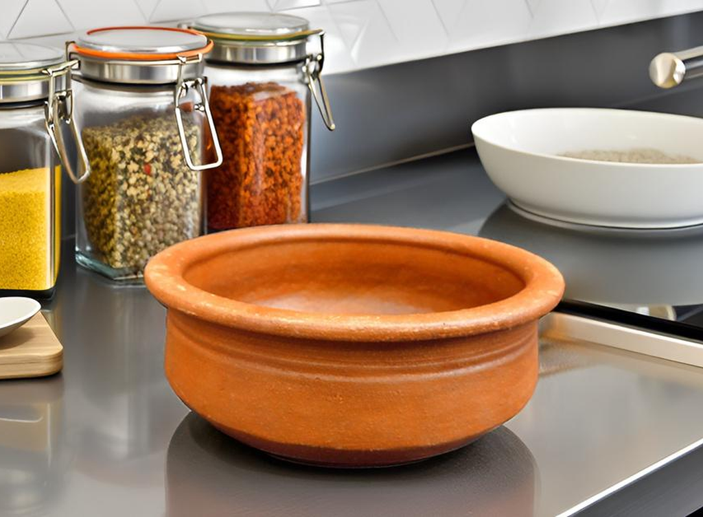ZENRISE Clay Pot for Cooking Healthy, Sambar, Fish Curry, Meen chatti, Matki Handi, Brown, 1.75 litres
