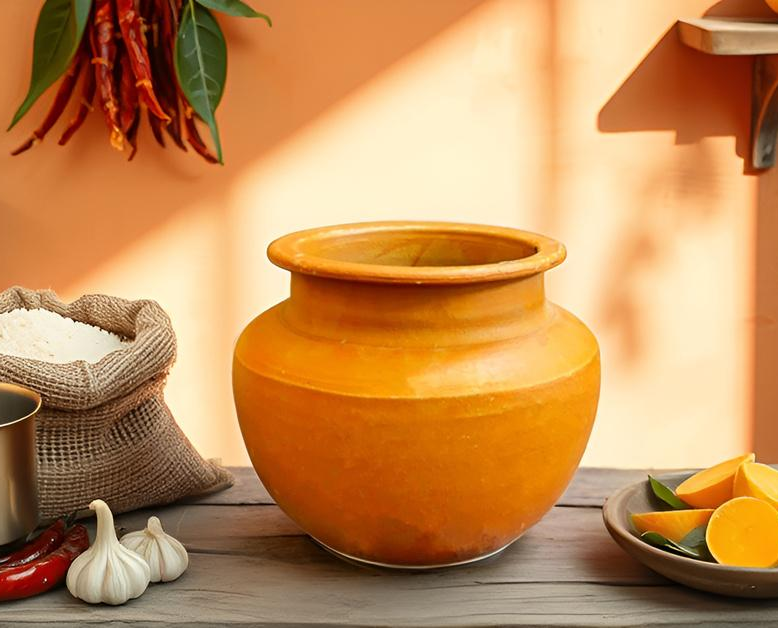 ZENRISE Traditional Clay Rice, pongal, Sambar, Curry, dum biriyani, Chicken and Mutton Cooking Pot, Brown - 2 litres