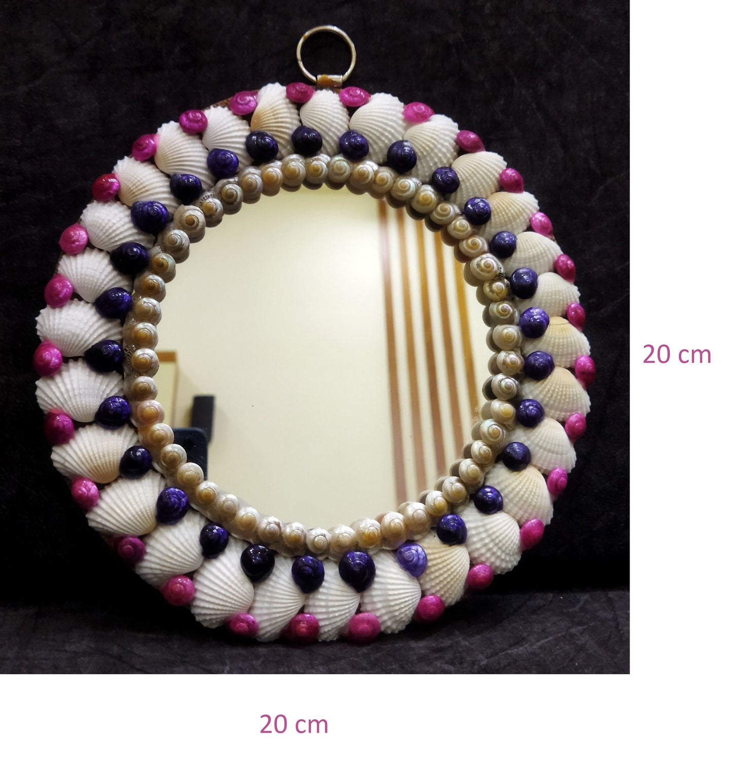 ZENRISE Seashell Small Round Decorative Designer Handicraft Wall Hanging Mirror - 8 inches
