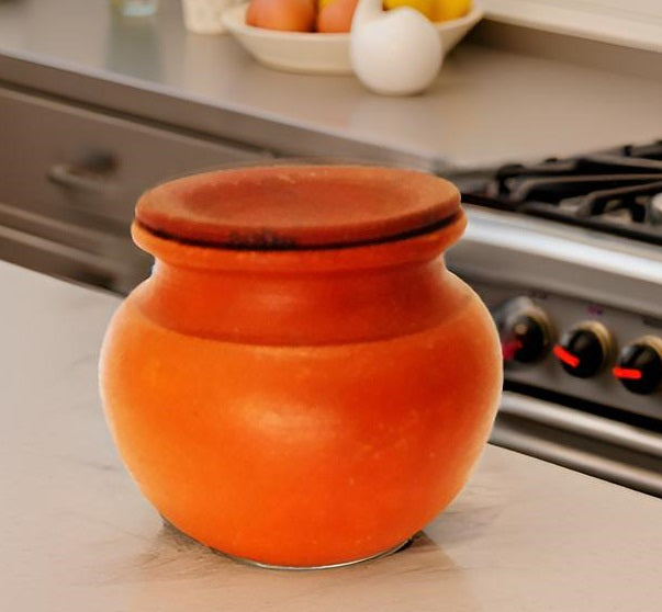 ZENRISE Clay Pot with Lid for Water Curd lassi Cooling healthy drinking, 750 ml, Terracotta, 13 cm