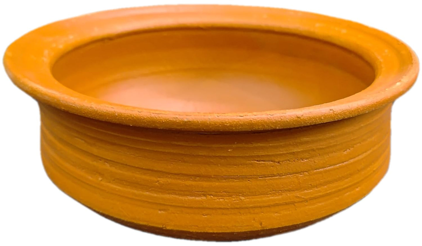 ZENRISE Clay Cooking Curry Pot Sauce pan for Traditional Healthy Cooking Terracotta, Brown - 1.2 litres, Polished
