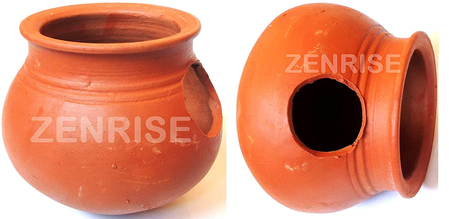 ZENRISE® Budgies Love Birds Terracotta Earthenware mud matki Pot Bird House (Indian Clay, Brown, 15 cm)