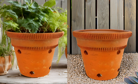 ZENRISE Terracotta Clay Planter Pot with Holes for Orchid and Indoor Outdoor Plants, Brown, 15 cm - 2 Piece