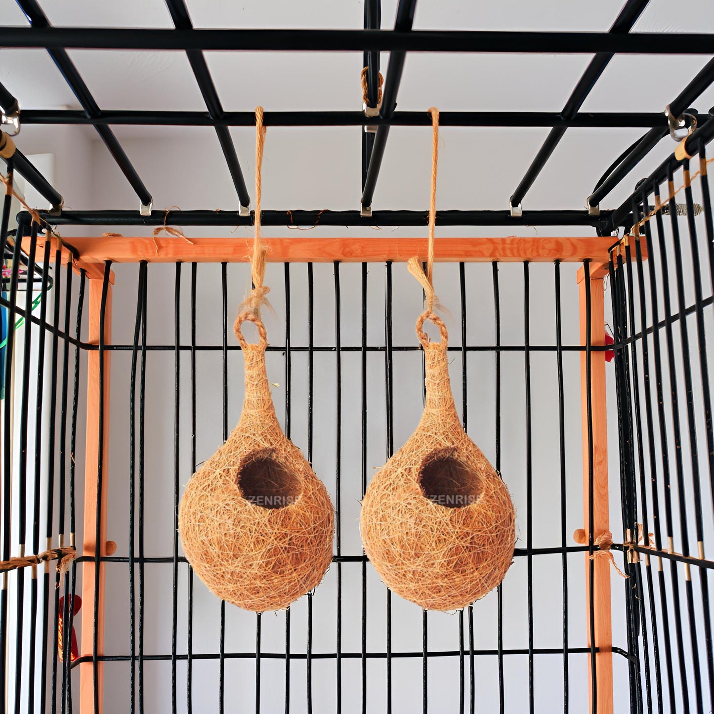 ZENRISE® Bird nest for Birds for Pet and Balcony Birds Sparrows Finches breeding (Beige, 100% Coir), Pack of 4