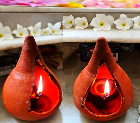 ZENRISE® Diya / Camphor lamp / Akhand Jyoti - Handmade Clay Terracotta Earthenware
