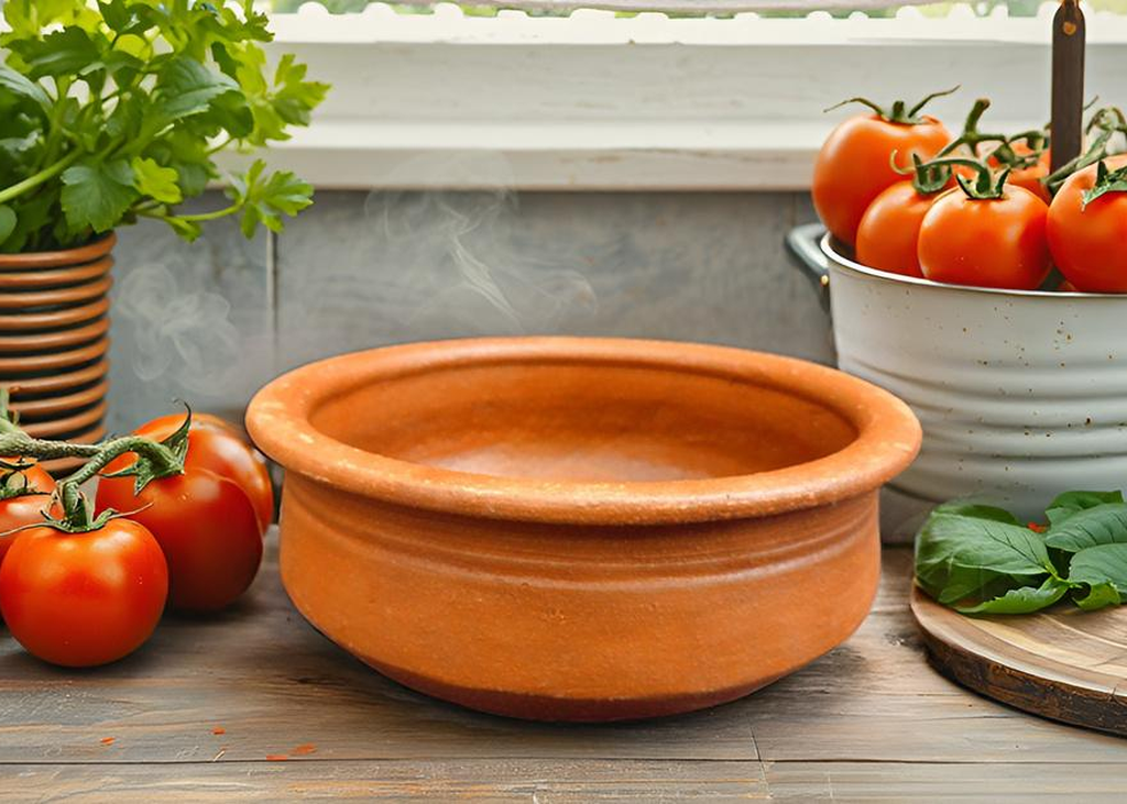 ZENRISE Clay Pot for Cooking Healthy, Sambar, Fish Curry, Meen chatti, Matki Handi, Brown, 1.75 litres