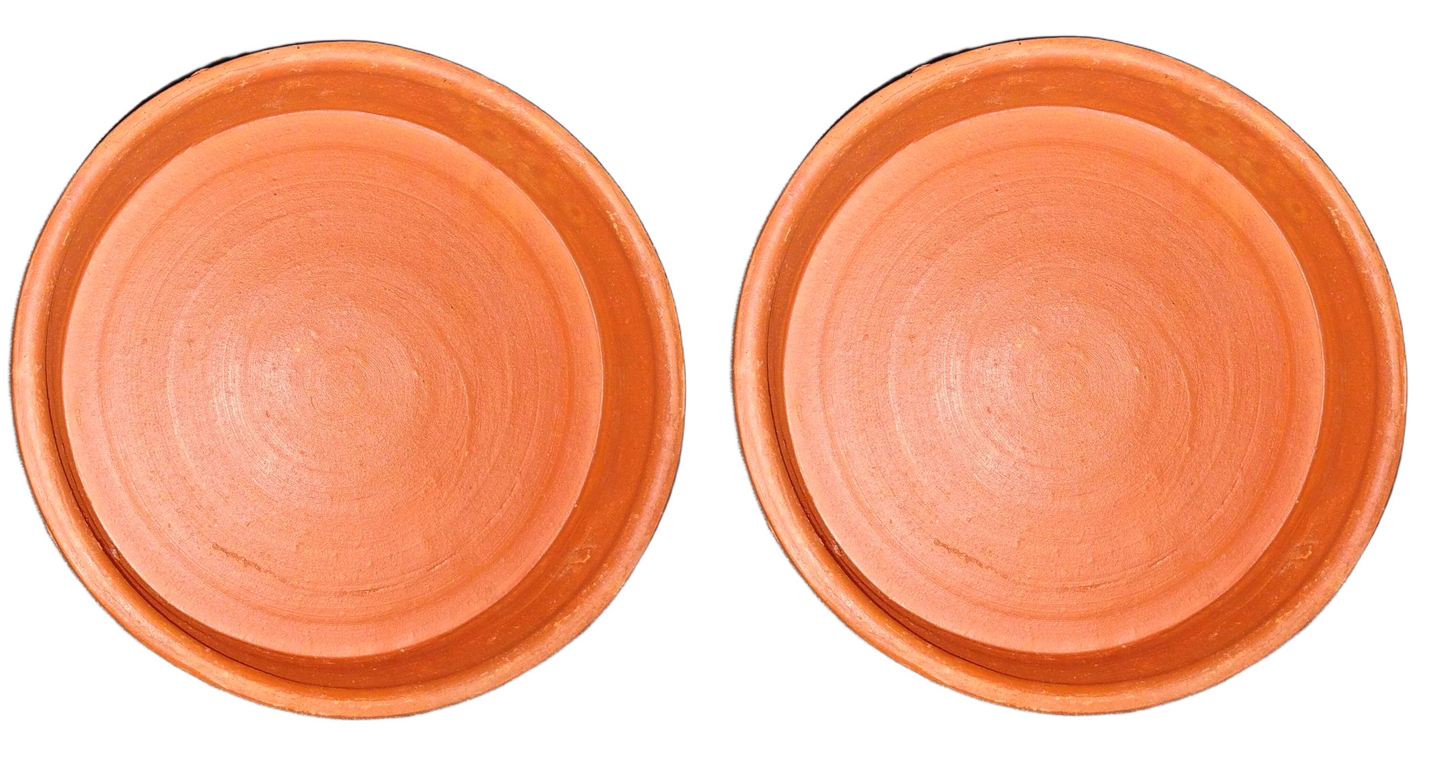 ZENRISE® Clay Bird Water Feeder Pot Tray, Bath tub for Birds in Balcony and Garden - 17 cm - 2 Pack
