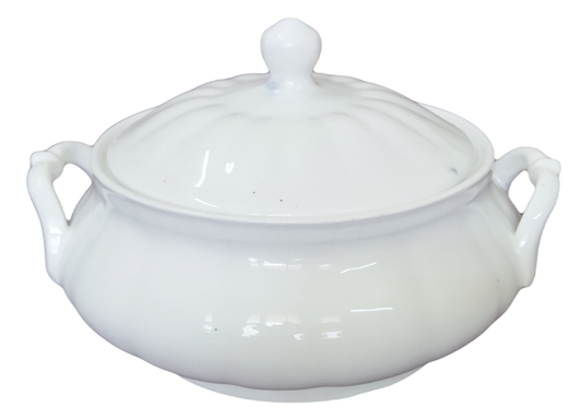 ZENRISE Fine Porcelain Bone China Serving Bowl with Lid, Casserole &amp; Tureen - உலகத்தரம் வாய்ந்த டேபிள்வேர் (1000 மிலி, வெள்ளை)