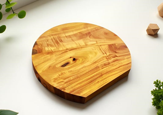 ZENRISE Natural Wooden Round Meat chicken fish Cutting Board Standing Model - 12 x 1.5 inch Thick